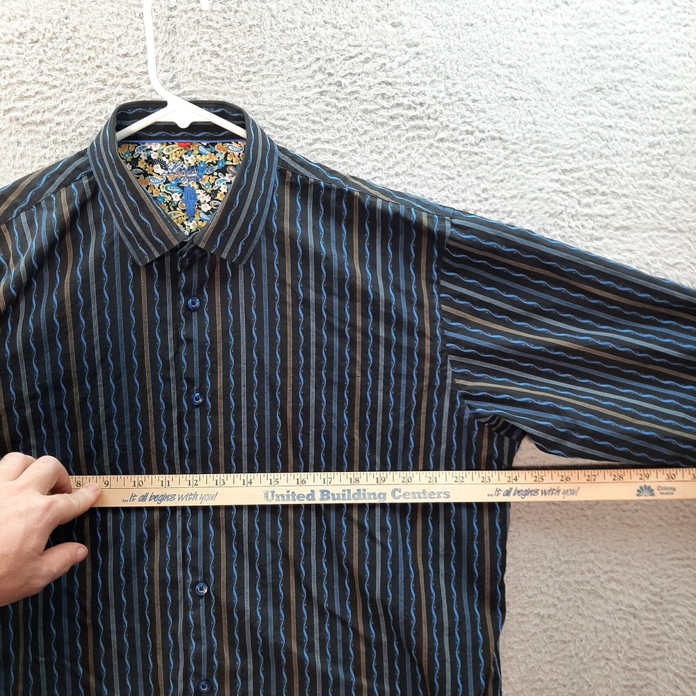 Luchiano Visconti Shirt Adult Large Multicolor Striped Flip Cuff Preppy Casual - Picture 3 of 11